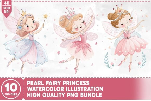 Download Pearl Fairy Princess Watercolor Bundle - Watercolor bundle Collection