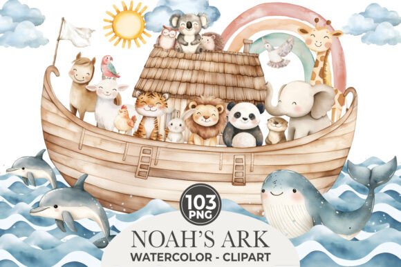 Download Noah's Ark Watercolor Bundle Clipart - Watercolor bundle Collection