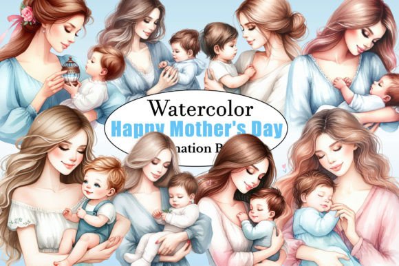 Download Watercolor Happy Mother's Day PNG Bundle - Mother's day png bundle Collection