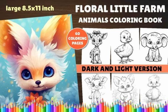 Download Floral Little Farm Animals Coloring Book - Premium Bundle