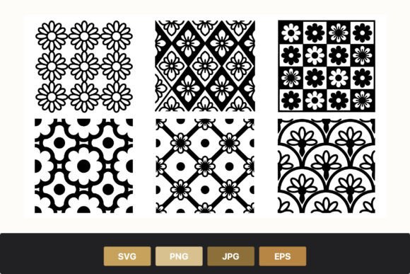 Download Black White Floral Pattern Set - White floral Collection