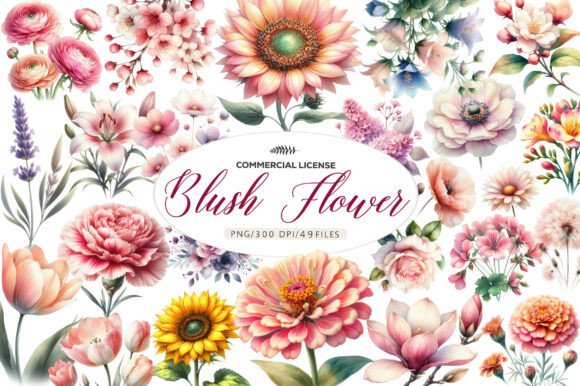 Download Blush Flower Clipart - Premium Bundle