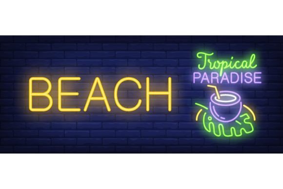 Download Beach, Tropical Paradise Neon Text with - Tropical paradise Collection