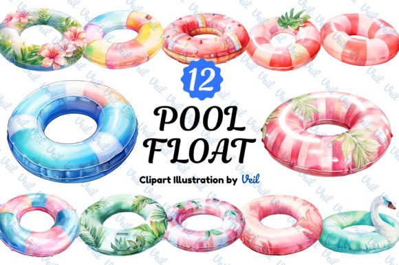 Download Pool Float Clipart Watercolor Bundle - Watercolor bundle Collection