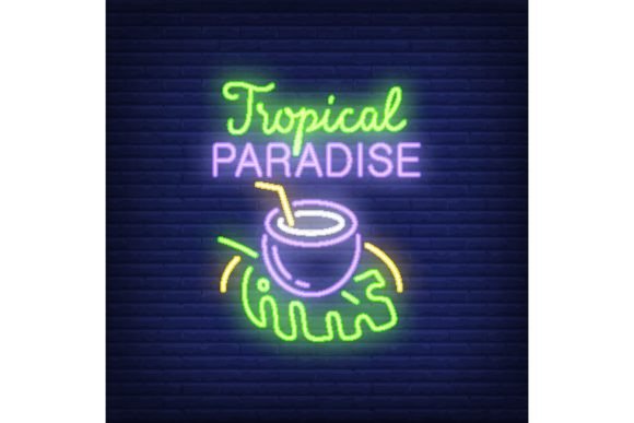 Download Tropical Paradise Lettering with Coconut - Tropical paradise Collection
