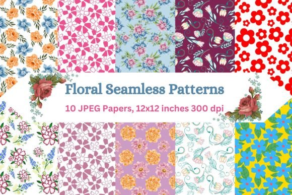 Download Blooming Florals: 10 Digital Papers - Premium Bundle